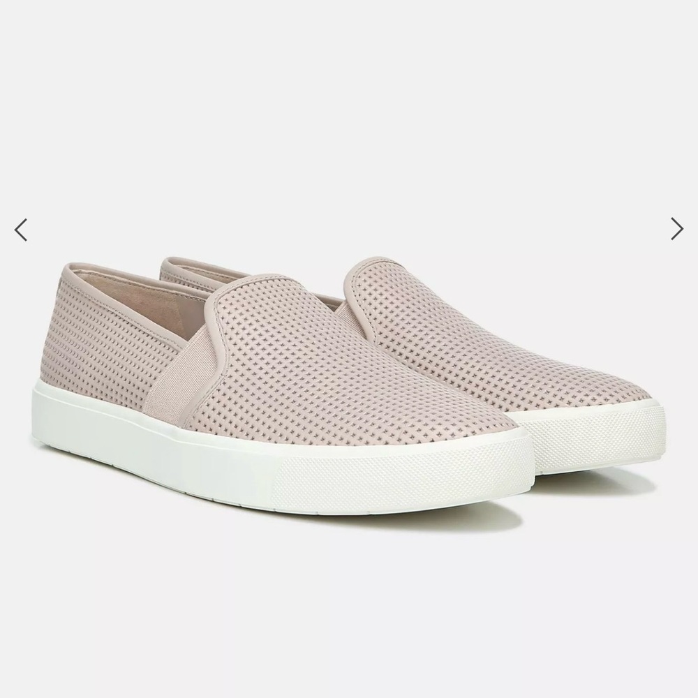 Vince Perforated Leather Slip-On Blair Sneakers - Light Beige Size 8